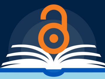 Decorative image - Open Access Icon over a book icon